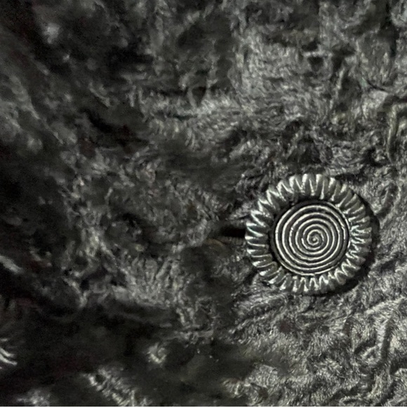 VINTAGE BLACK PERSIAN LAMB COAT WITH MINK COLLAR . 60s swing . SZ M-L - Picture 7 of 10